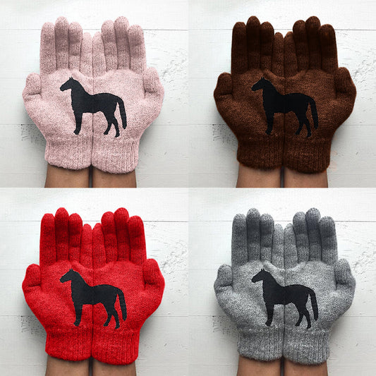 Horse Warme gebreide handschoenen (Volwassenen/meisjes; one size fits all!) I 50% KORTING